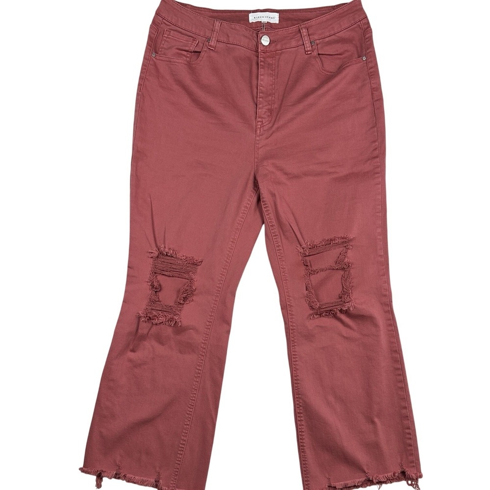 Risen Jeans Womens Size 15/32 Distressed‎ Frayed Hem Cropped Flare Pants